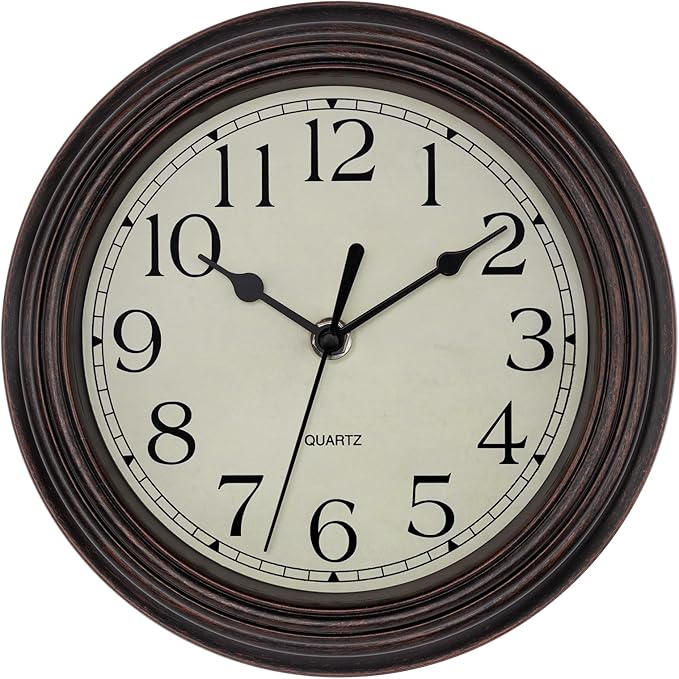 Foxtop 9 Inch Wall Clock Battery Operated Silent Non-Ticking Small Classic by Foxtop