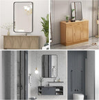 Wall Mount Mirror for Bathroom, Brushed Black Metal Framed Rounded Corner - Image 3