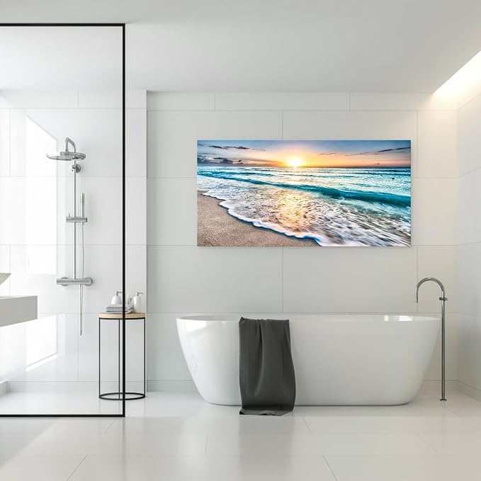 Baisuart S02298 Canvas Prints Wall Art Beach Sunset Ocean Waves Nature Pictures - Image 7