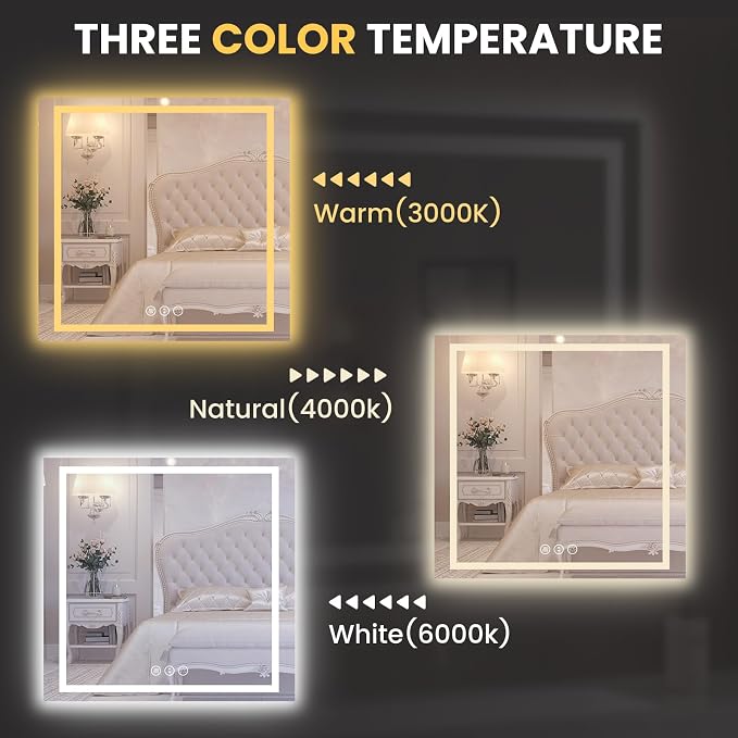 LOAAO 30"X30" LED Mirror for Bathroom, Lighted Bathroom Mirror - Image 4