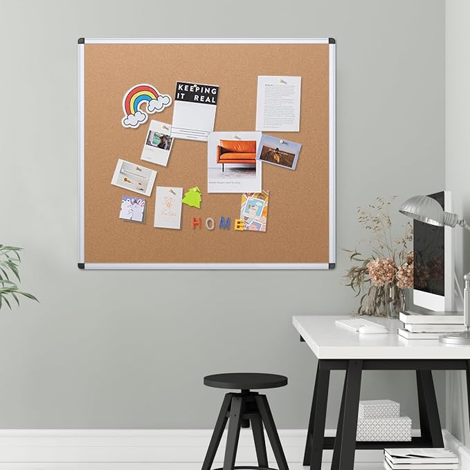 VIZ-PRO Cork Bulletin Board, 48 X 48 Inches, Wall-Mounted Corkboard - Image 5