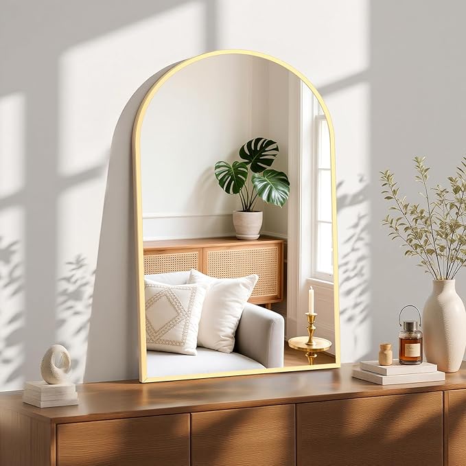Sweetcrispy 24"x36" Arched Gold Bathroom Mirror Wall Mounted Vanity Metal Frame - Image 5