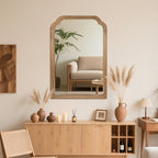 Wood Bathroom Mirror for Wall, 30 x 20 Inch Decorative Wall Mirror by BOMINICA