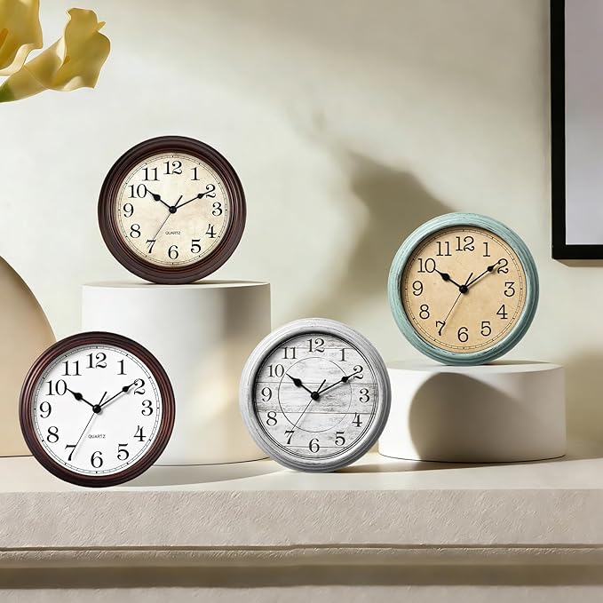 Wall Clock, 9 Inch Silent Wall Clocks Battery Operated, Decorative Clocks - Image 3