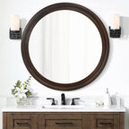 CULER Round Wall Mirrors 30 Inch, Wood Rustic Decorative Transitional Mirror - Image 9