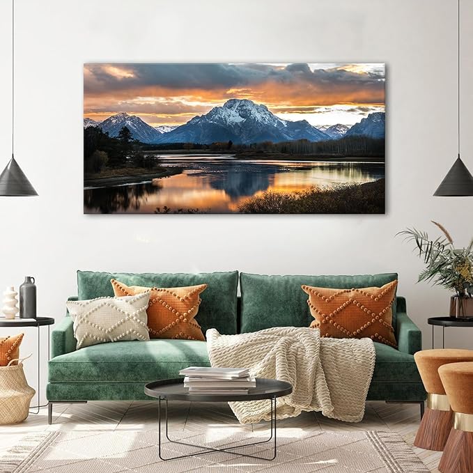 Extra Large Mountain Wall Art for Living Room Sunset Nature Grand Teton Wall - Image 5