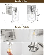 Rayogale Wireless Wall Sconces, Nickel Battery Operated Wall Sconce Set of 2 - Image 4