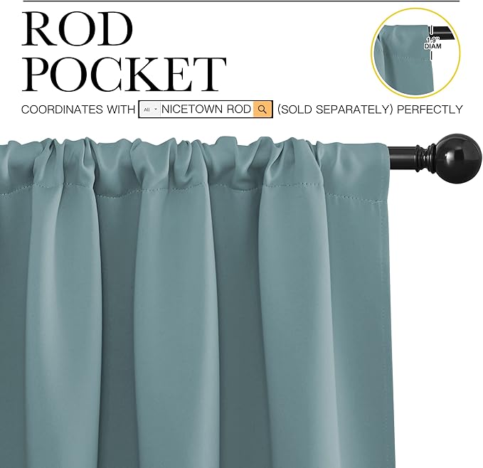 NICETOWN Greyish Blue Blackout Curtains Panels - Image 3