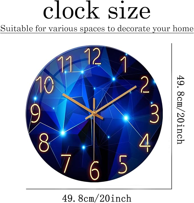 Big Wall Clock for Living Room Decor Blue Decorative Wall Clocks Battery - Image 5