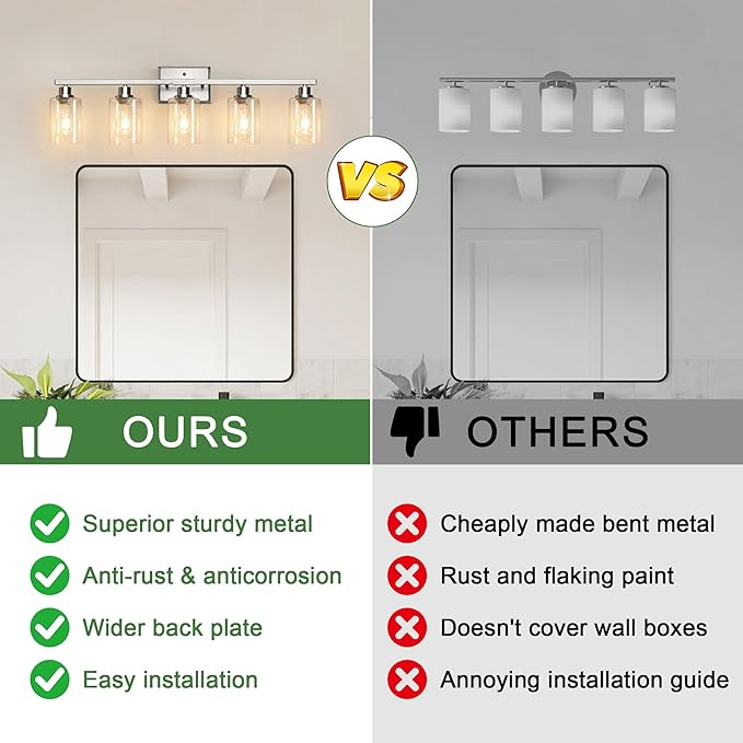 Ascher Bathroom Light Fixtures, 5-Light Vanity Lights - Image 7