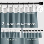 MIULEE Greyish Blue Back Tab Blackout Curtains 102 Inch Long 2 Panels Set - Image 3