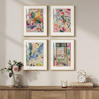 Framed Matisse Wall Art Set of 4, Colorful Abstract Landscape Wall Painting - Image 3