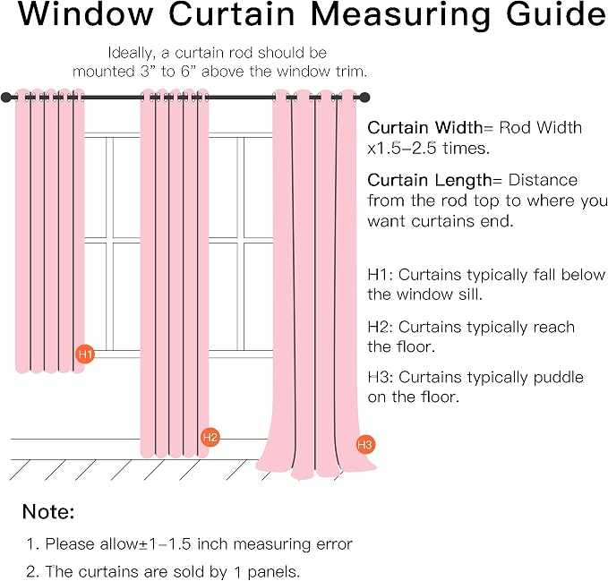 XiDi Curtains for Bedroom Decor Pink34/90/1 US - Image 8