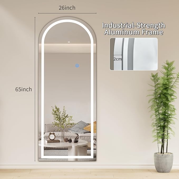 Koonmi Full Length Mirror with LED Lights 65"x26" with Dimming & 3 Color - Image 8