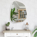 Asymmetrical Mirror Small 26"x18" Irregular Wall Mirror Modern Wood Frame - Image 4