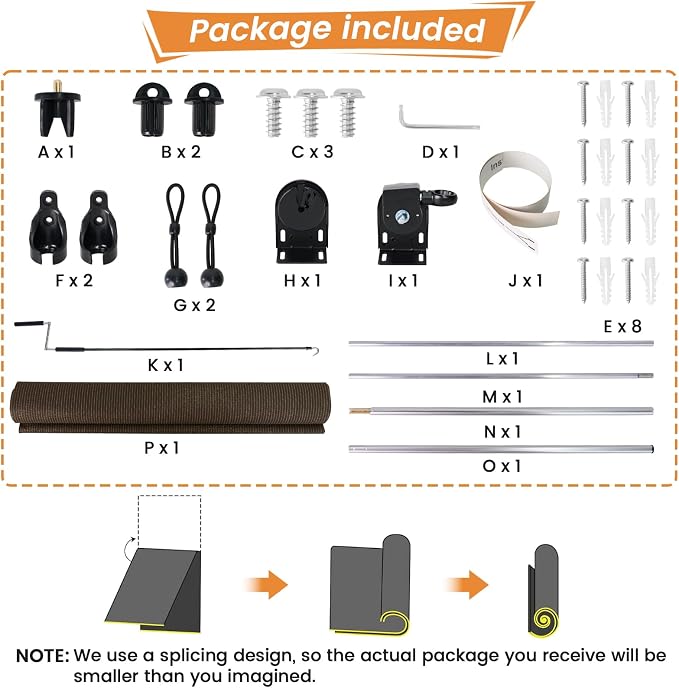 6'W x 6'H Mocha Patio Shades Roll up Outdoor Roller Shade Crank Wand Blind - Image 8