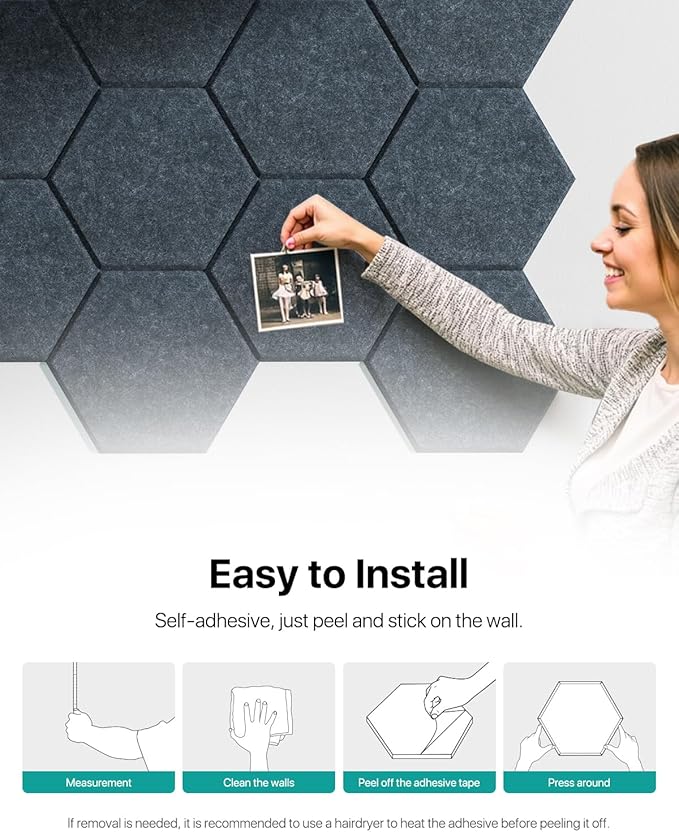Soundsbay Acoustic Panels, 18 Pack Hexagon Soundproof Wall Panels High Density - Image 8