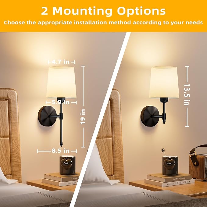 Ouyulong Battery Operated Wall Sconces Set of 2, Wireless Rechargeable Dimmable - Image 5