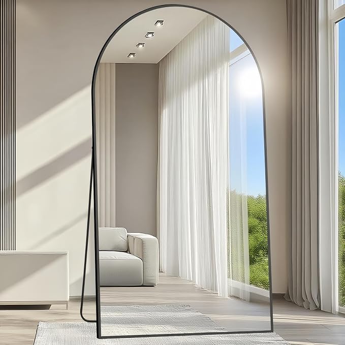 Prywot Full Length Mirror, Oversized 78"x38" Arched-Top Floor Mirrors, Modern - Image 2