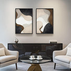 Framed Neutral Abstract Minimalist Wall Art, 2 Piece Large Modern Canvas Prints - Image 2