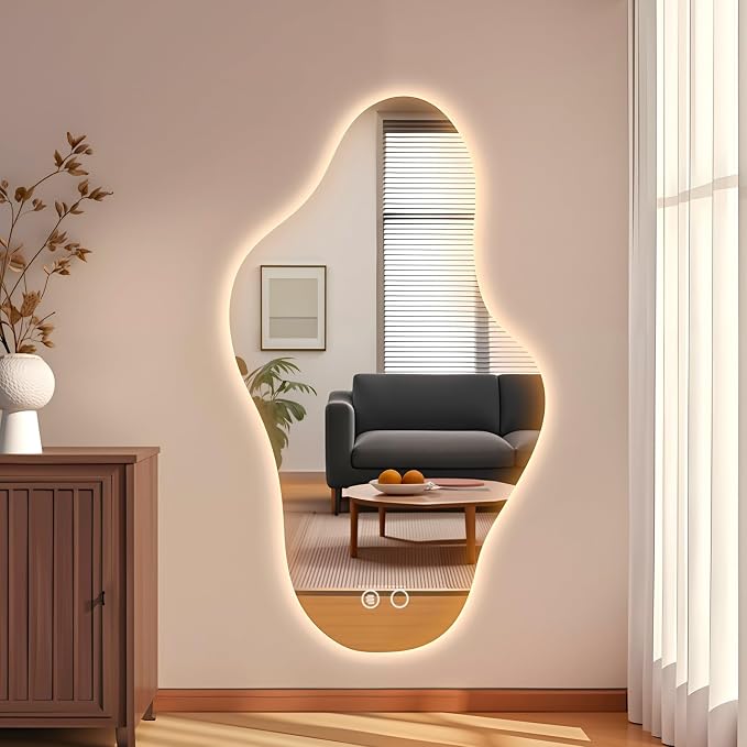 55″x31.5″ Modern Irregular LED Bathroom Mirror by Unknown