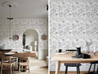 JiffDiff Floral Wallpaper Black & White Peel and Stick Vintage Peony Wall Paper - Image 7