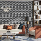 17.7" x 197" Peel and Stick Wallpaper Black Vintage Wallpaper Damask Contact - Image 7