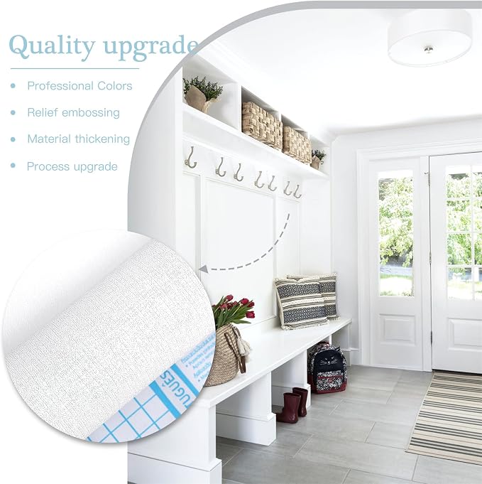 Dimoon 590''x17.7'' Peel and Stick Wallpaper White Contact Paper - Image 6