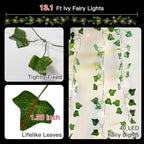suddus Vine with Fairy Lights Battery Operated, 13.1ft 40 LED Ivy String Light - Image 6