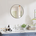 VooBang Black Round Bathroom Mirror, 20 inch Circle Wall Mounted Hanging Mirror - Image 2