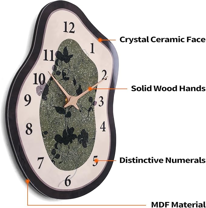 Mid Century Retro Irregular Shape Wall Clock, Silent Non-Ticking Battery - Image 2