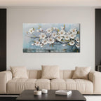 Anolyfi White Textured Flowers Wall Art - Image 3