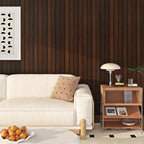 FunStick 16"x472" Brown Wood Slats Peel and Stick Wallpaper Waterproof Dark - Image 2