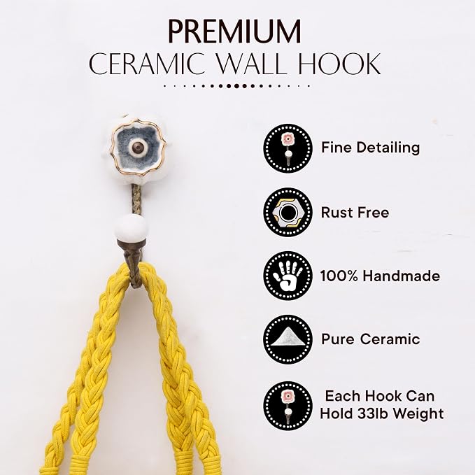 Indian Shelf Pack of 6 Ceramic Wall Hooks - Image 3