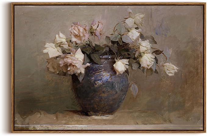 InSimSea Framed Canvas Wall Art Vintage Decor, Flower Large Wall Art, Floral by InSimSeaArt