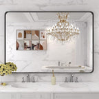 LOAAO 48X30 Inch Black Metal Framed Bathroom Mirror - Image 7
