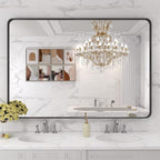 LOAAO 48X32 Inch Black Metal Framed Bathroom Mirror - Image 7