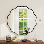 Round Wavy Mirror, 24 Inch Metal Frame Circle Mirror, Round Wall Mounted - Image 5