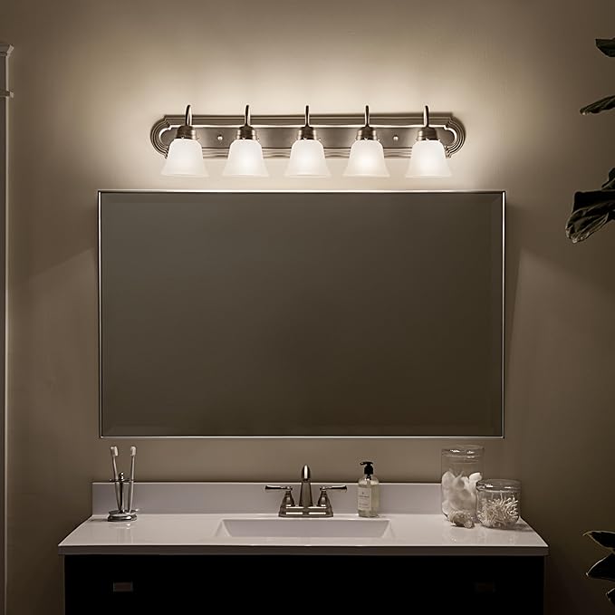 Kichler 36" 5-Light Vanity Bath Light in Brushed Nickel, Modern Bathroom Light - Image 9