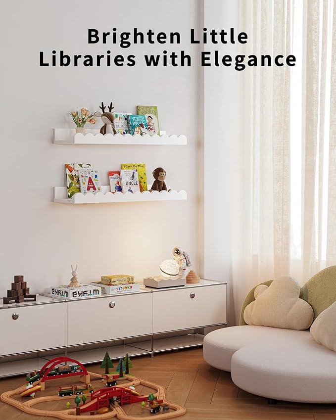 Shario Nursery Book Shelves, Scalloped Shelves, Wall Book Shelves - Image 5