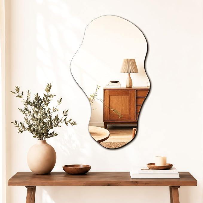 PERFNIQUE Irregular Wall Mirror Asymmetrical Mirror, Cloud Frameless Mirror by PERFNIQUE