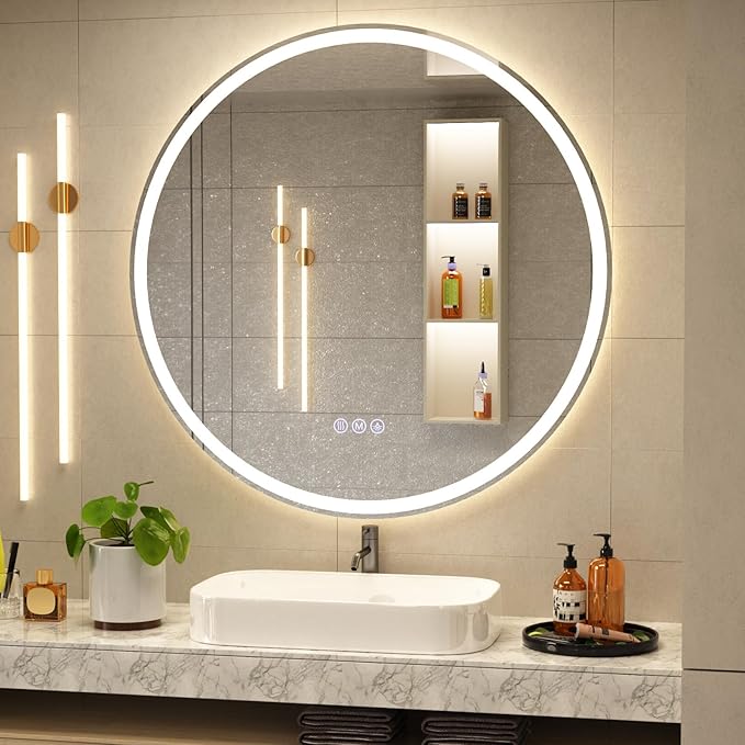 BEAUTYPEAK 24x24 LED Round Bathroom Mirror by BEAUTYPEAK