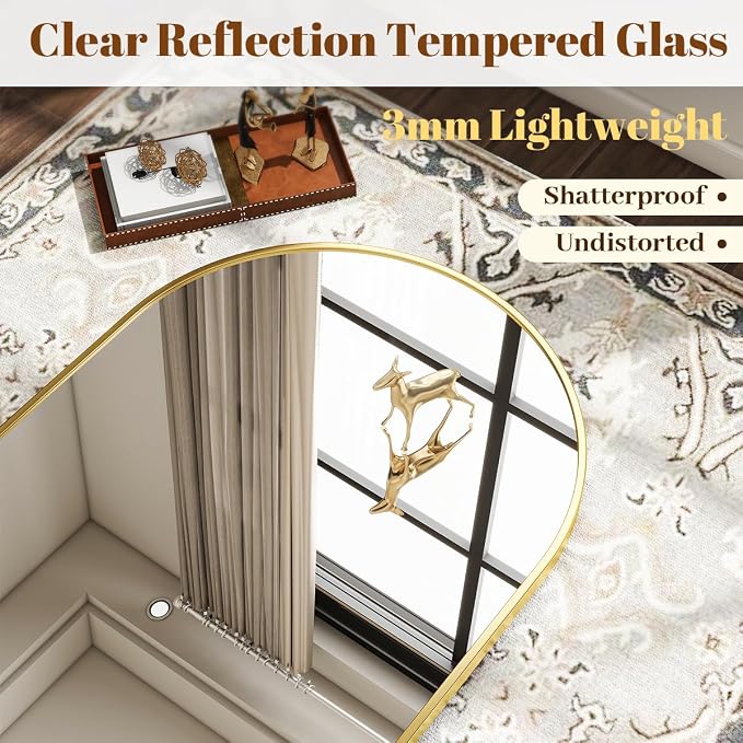VooBang Wide Arched Wall Mirror, 38 x 40 inch Arch Bathroom Mirror, Wall - Image 3