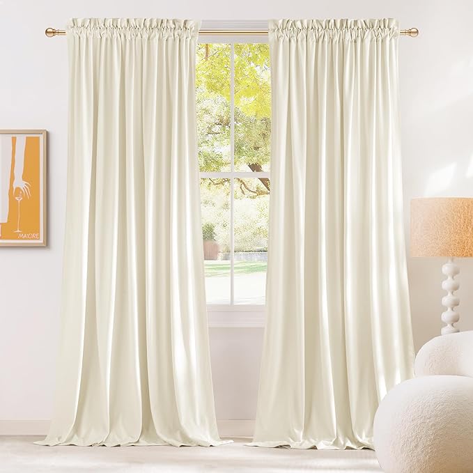 NICETOWN Ivory White Winter Velvet Curtains by NICETOWN