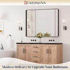 Keonjinn Black Bathroom Mirror for Over Sink, 48” x 36” Large Matte Black - Image 2