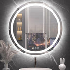 Round LED Bathroom Mirror with Lights, Backlit & Front Lighted, Wall-Mounted by Lmsedf