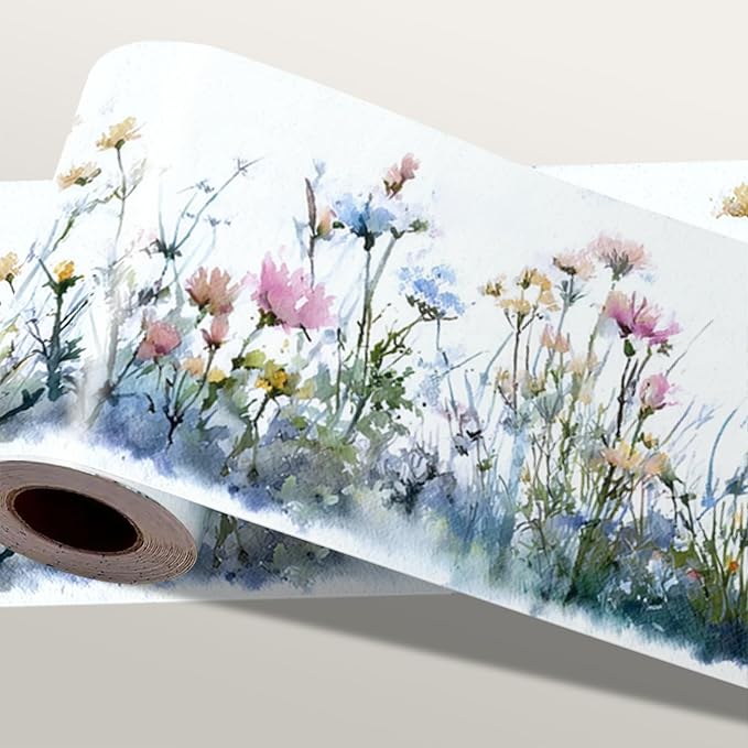 Wildflower Wallpaper Border 196x4 Inch Peel and Stick Wall Border Self Adhesive by IOHEFY