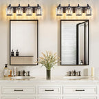 Black 4 Light Fixtures Bathroom Vanity Light Crystal Modern Vanity Over Mirror - Image 6