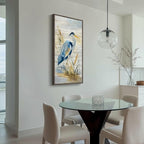 Framed Vertical Blue Heron Living Room Wall Art, Large Vintage Bird Picture - Image 5