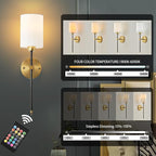 Battery Operated Wall Sconce Set of Two, Wireless Rechargeable Wall Light - Image 4